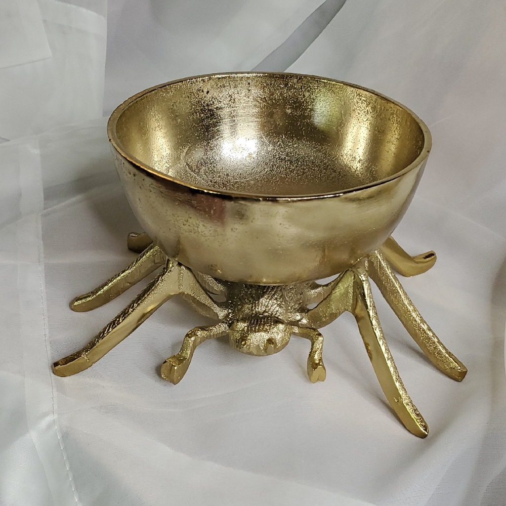 NEW-  Gold Tone Spider Decorative‎ Bowl